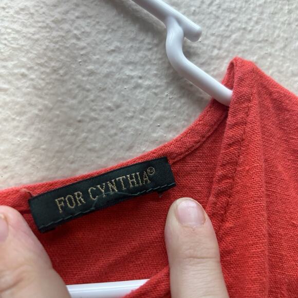 For Cynthia SZ M Linen Blend Maxi Dress Lagenlook Coastal Cottagecore Flutter - Picture 5 of 13